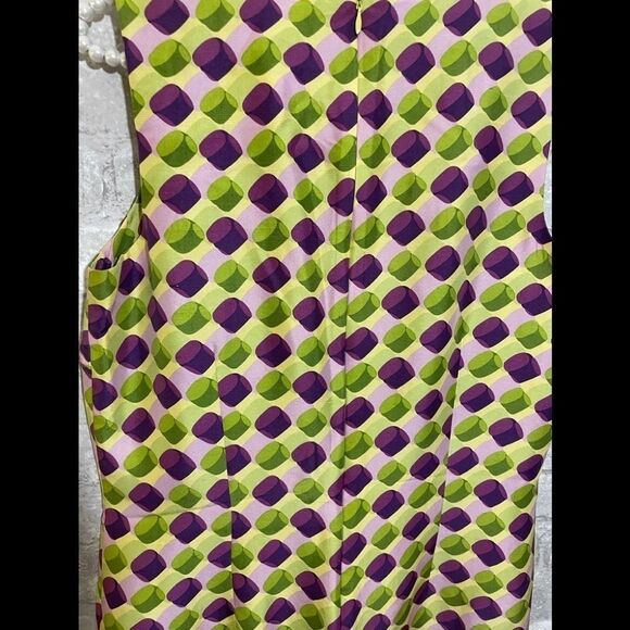 Moda Seta Geo Print Dress Sleeveless Green Purple Size 6 - Picture 6 of 9